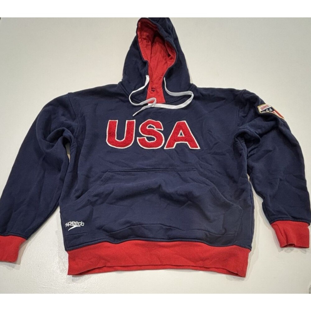 Speedo USA Navy Blue M Hoodie Unisex Swimming Pullover Athletisure Swim Team